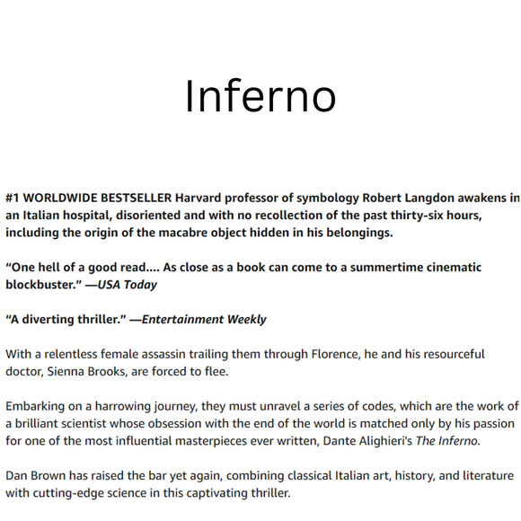 Dan Brown Inferno Hardcover - Picture 4 of 5